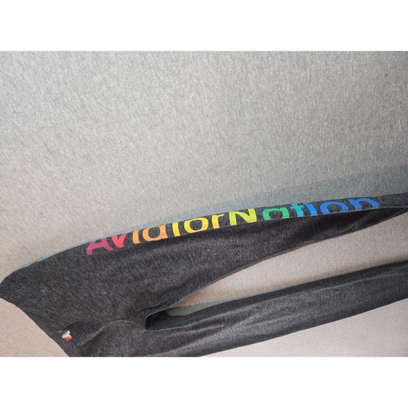 Aviator Nation Leggings Womens Large Heathered Gray Rainbow Spellout Logo Gym - Picture 3 of 11